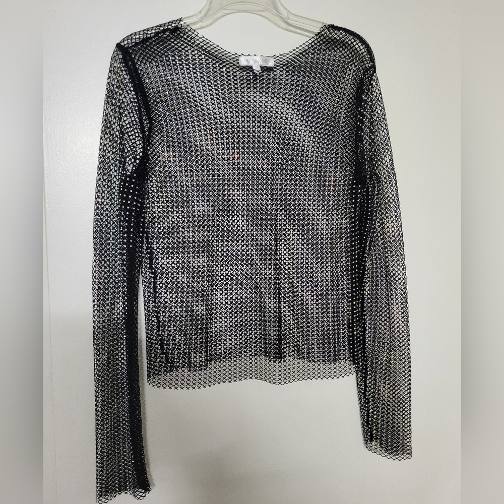 Mesh Top With Rhinestones